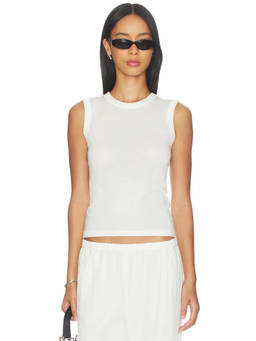 Eterne - Fitted Women's Sleeveless Crew Neck Tank Top Ivory