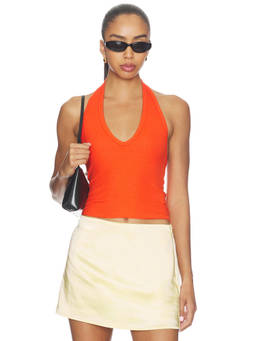 Eterne - Cropped Women's Sleeveless Halter Neck Crop Top Papaya