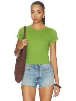 Eterne - Short Sleeve Women's Fitted Crew Neck Baby Tee Green