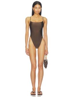 Eterne - Brooks Women's Unpadded High-Cut One-Piece Swimsuit Bark