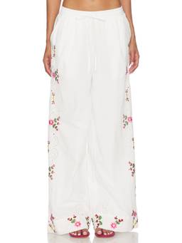 Essentiel Antwerp - Janai Women's Drawstring Embroidered Wide-Leg Palazzo Pants Off White