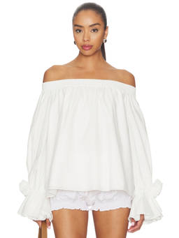 Essentiel Antwerp - Joffie Women's Off Shoulder Flared Sleeve Top Off White