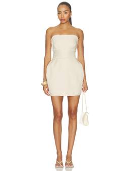 ET OCHS - Elettra Women's Strapless Smocked Waist Mini Dress Sand