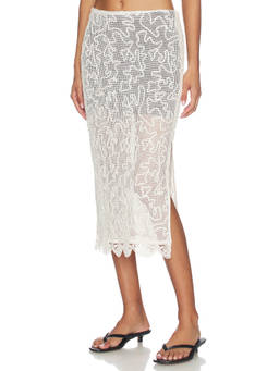 ET OCHS - Willis Women's Lace Midi Pencil Skirt Ivory