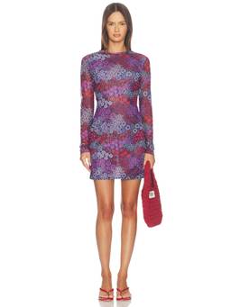 eywasouls malibu - Bohemian Meadow Women's Floral Print Mesh Overlay Mini Dress Multi-Color