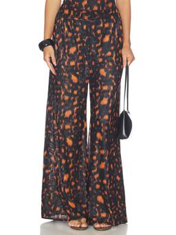 eywasouls malibu - Solstice Leopard Women's Elastic Waist Wide-Leg Palazzo Pants Brown