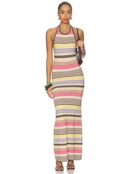 FAITHFULL THE BRAND - Nerea Women's Halter Neck Striped Maxi Dress Multi-Color