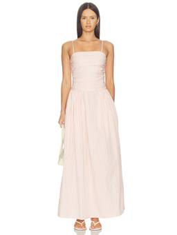FAITHFULL THE BRAND - Portlligat Women's Striped Smocked Sleeveless Maxi Dress Pink
