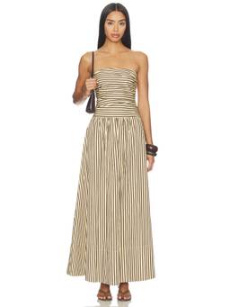 FAITHFULL THE BRAND - Carmen Stripe Women's Strapless Smocked Maxi Dress Beige