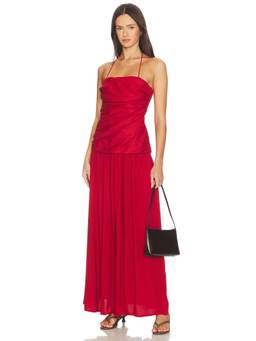 FAITHFULL THE BRAND - Notte Women's Ruched Halter Neck Maxi Dress Red