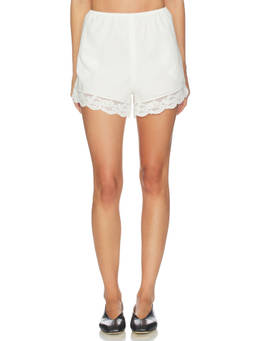 FAITHFULL THE BRAND - Cristina Women's Elastic Waist Lace Trim Shorts Ivory