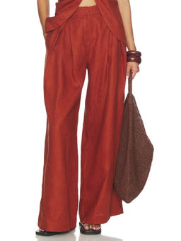 FAITHFULL THE BRAND - Sofia Women's Mid-Waist Wide-Leg Trousers Rust