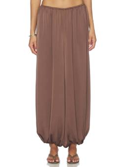 FAITHFULL THE BRAND - Cove Balloon Women's Elastic Waist Wide-Leg Palazzo Pants Chocolate