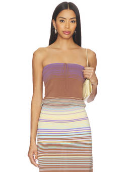 FAITHFULL THE BRAND - Arlette Women's Strapless Striped Tube Top Brown