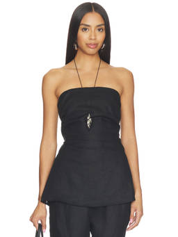 FAITHFULL THE BRAND - Solmar Women's Ruched Strapless/Tube Top Black