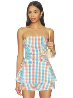 FAITHFULL THE BRAND - Isole Women's Strapless Checks Tube Top Blue