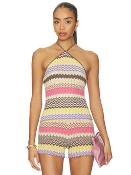 FAITHFULL THE BRAND - Perla Stripe Women's Metallic Knit Halter Neck Top Multi-Color