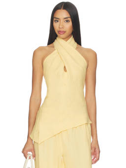 FAITHFULL THE BRAND - Maria Women's Sleeveless Halter Neck Linen Top Yellow