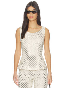FAITHFULL THE BRAND - Iria Women's Polka Dot Sleeveless Peplum Top Cream