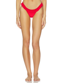 FAITHFULL THE BRAND - Esterel Women's Ruffle Trim Bikini Bottom Red