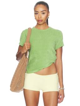 FRAME - Terry Women's Fitted Crew Neck T-Shirt Peridot
