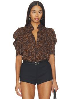 FRAME - Gillian Women's Ruched Sleeve Silk Blouse Multi-Color