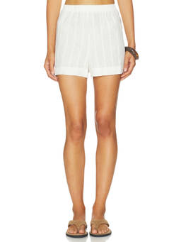 Favorite Daughter - Off Duty Women's Elastic Waist Linen Blend Shorts Cream