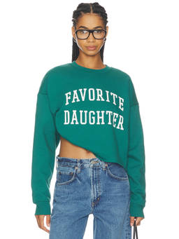 Favorite Daughter - Cropped Collegiate Women's Graphic Crew Neck Crop Top Green