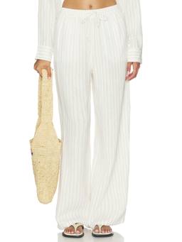 Favorite Daughter - Slip It On Women's Drawstring Wide Trousers Light Khaki