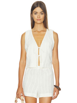 Favorite Daughter - Invisible String Women's Sleeveless V-Neck Tie-Up Crop Top Cream