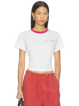 Favorite Daughter - Cropped Signature Women's Graphic Crew Neck Crop T-shirt Off White