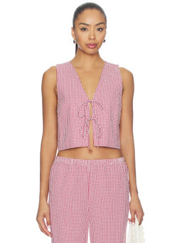 Favorite Daughter - Invisible Strings Women's Sleeveless Tie-Up Crop Top Pink