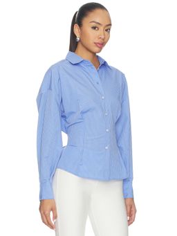 Favorite Daughter - Back Story Women's Striped Back-Tie Button-Down Shirt Blue