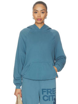 Free City - Basicgoodness Women's French Terry Hooded Pullover Hoodie Blue