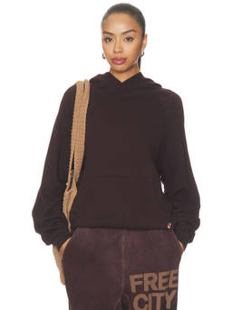 Free City - Basicgoodness Women's Lightweight French Terry Pullover Hoodie Brown