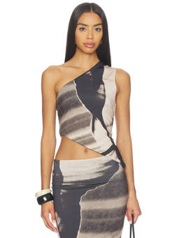 Feners - Besos Women's One Shoulder Asymmetric Hem Top Black