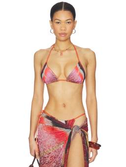Feners - Women's Triangle Tie-Up Bikini Top Multi-Color