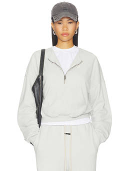 Fear of God ESSENTIALS - Relaxed Women's Half Zip French Terry Sweater Grey