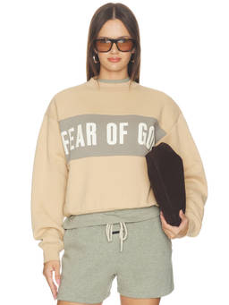 Fear of God ESSENTIALS - Classic Women's Logo Graphic Cotton Blend Sweatshirt Beige