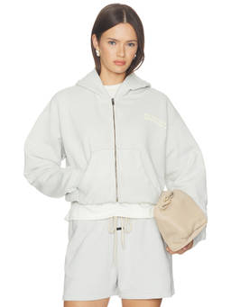 Fear of God ESSENTIALS - 90's Women's Graphic Zip-Up Hoodie Washed Overcast