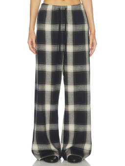 Fear of God ESSENTIALS - ESSENTIALS Women's Cotton Flannel Drawstring Lounge Pant Iron Grey Plaid