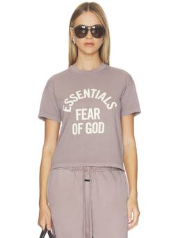 Fear of God ESSENTIALS - Campus Women's Graphic Print Crew Neck T-Shirt Mauve