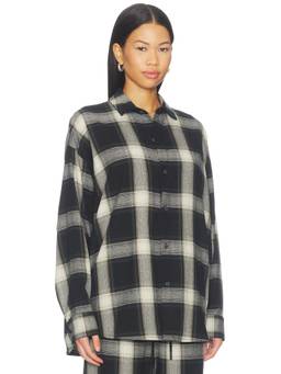 Fear of God ESSENTIALS - Plaid Women's Drop Shoulder Button-Down Shirt Iron Grey