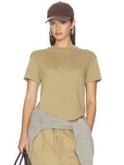 Fear of God ESSENTIALS - Classic Fit Women's Back Graphic Crew Neck T-Shirt Dune