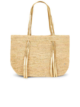 florabella - Indore Large Crochet Raffia Tote Bag Natural & Gold