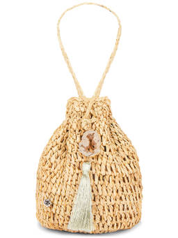 florabella - Hand Crochet Raffia Wristlet Natural & Gold