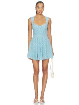 For Love & Lemons - August Women's Polka Dot Sweetheart Mini Dress Blue