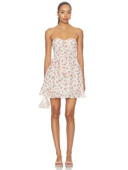 For Love & Lemons - Teagan Women's Strapless Floral Mini Dress Cream