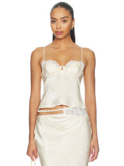 For Love & Lemons - Babette Women's Lace Trim Underwired Camisole Cream