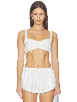 For Love & Lemons - Trixie Women's Lace Trim Cropped Bralette Off White